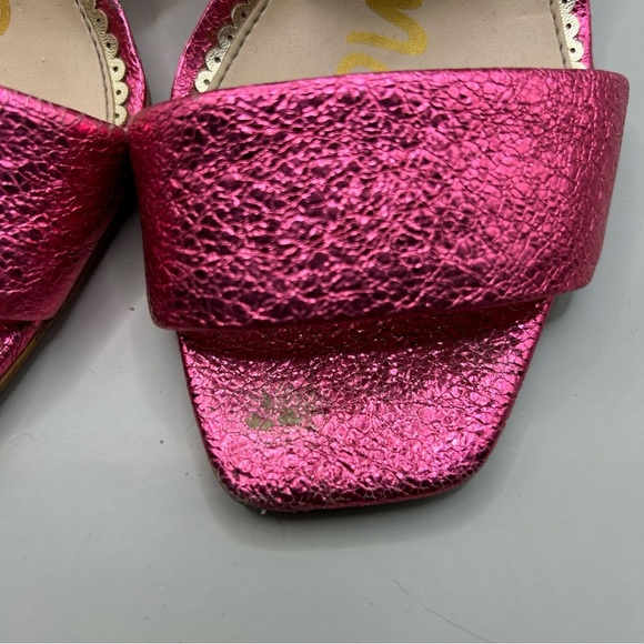 Sam Edelman Delaney Metallic Leather Mules. Size 7 Pom Pink - Picture 4 of 14